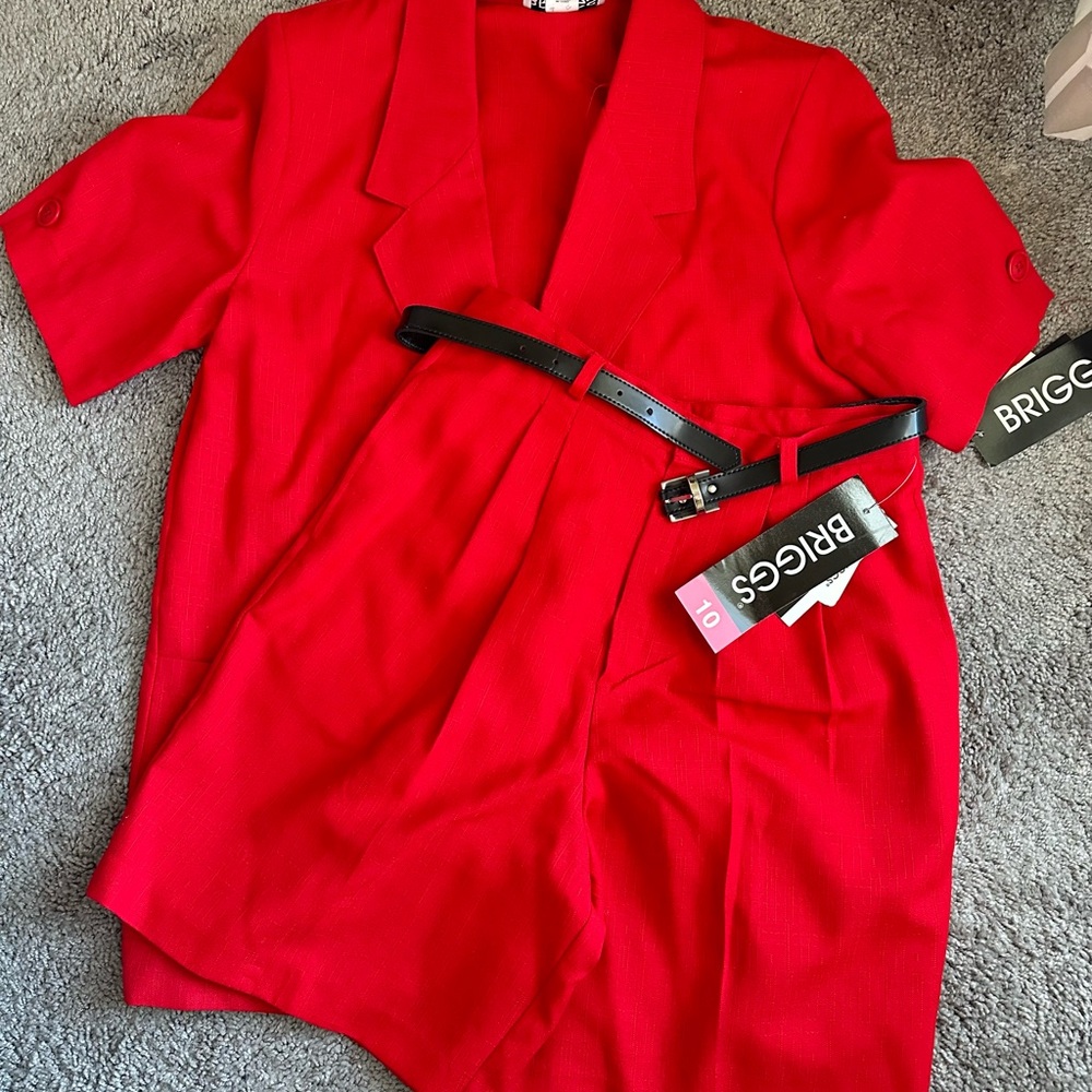 Vintage Briggs Deadstock Red Short Sleeve Blazer Short Set size 10